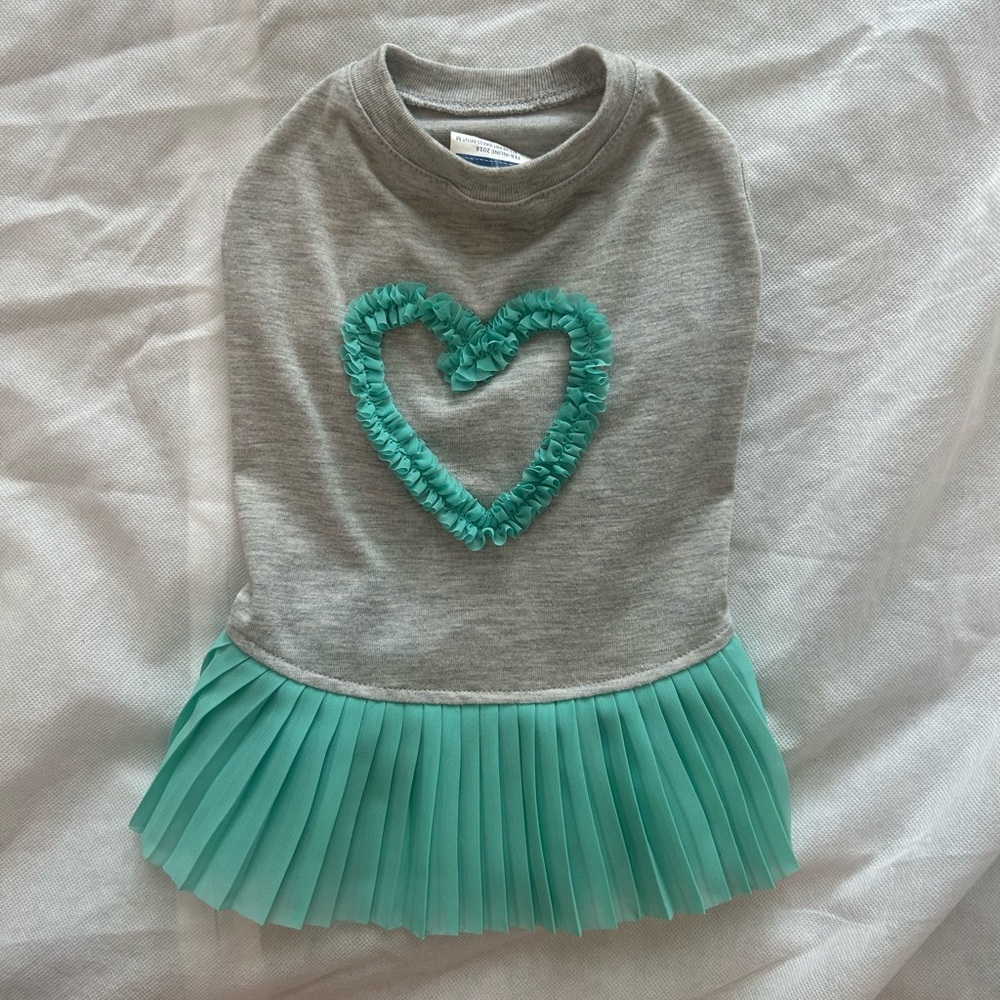 Grey and Teal Heart Dog Dress